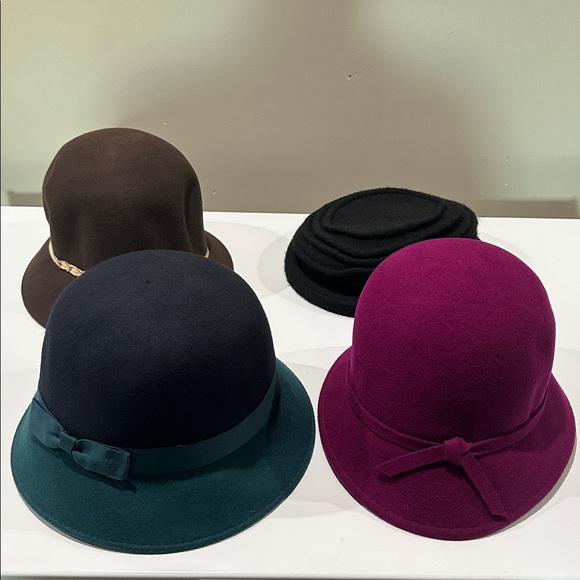 ?NEW 5 Women’s hats Elegant Cloche Hat Set - Black, Brown, Teal, and Purple NWOT main image 10